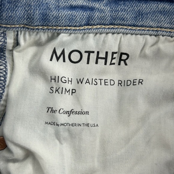 Mother Superior High Waisted Rider Skimp Jeans Women Sz 32 Light Blue Distressed - Picture 4 of 13